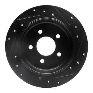 Ford Crown Victoria Brake Rotor (1) - Rear Left - R1 Concepts - Drilled & Slotted - Black - `96-`02